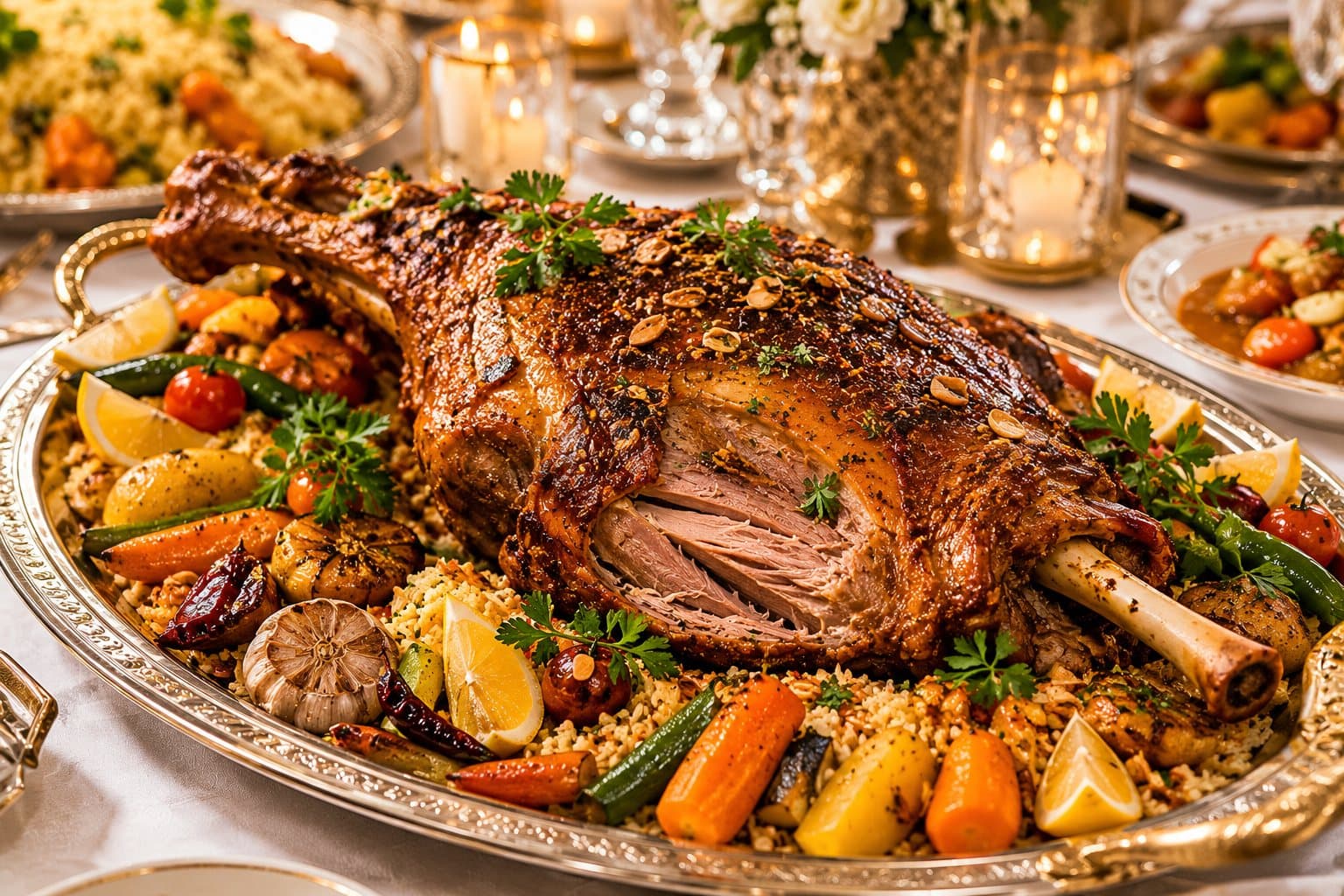 Thiéboudienne dressée en plat de réception